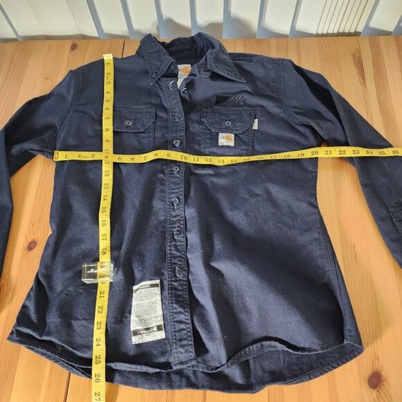 Carhartt Women's Flame Resistant Twill Shirt Navy LS WFRS 160 NFPA 2112 L - Picture 9 of 12